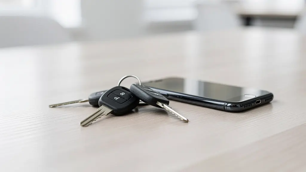 Clés de voiture et smartphone sur table, préparation changement assurance auto
