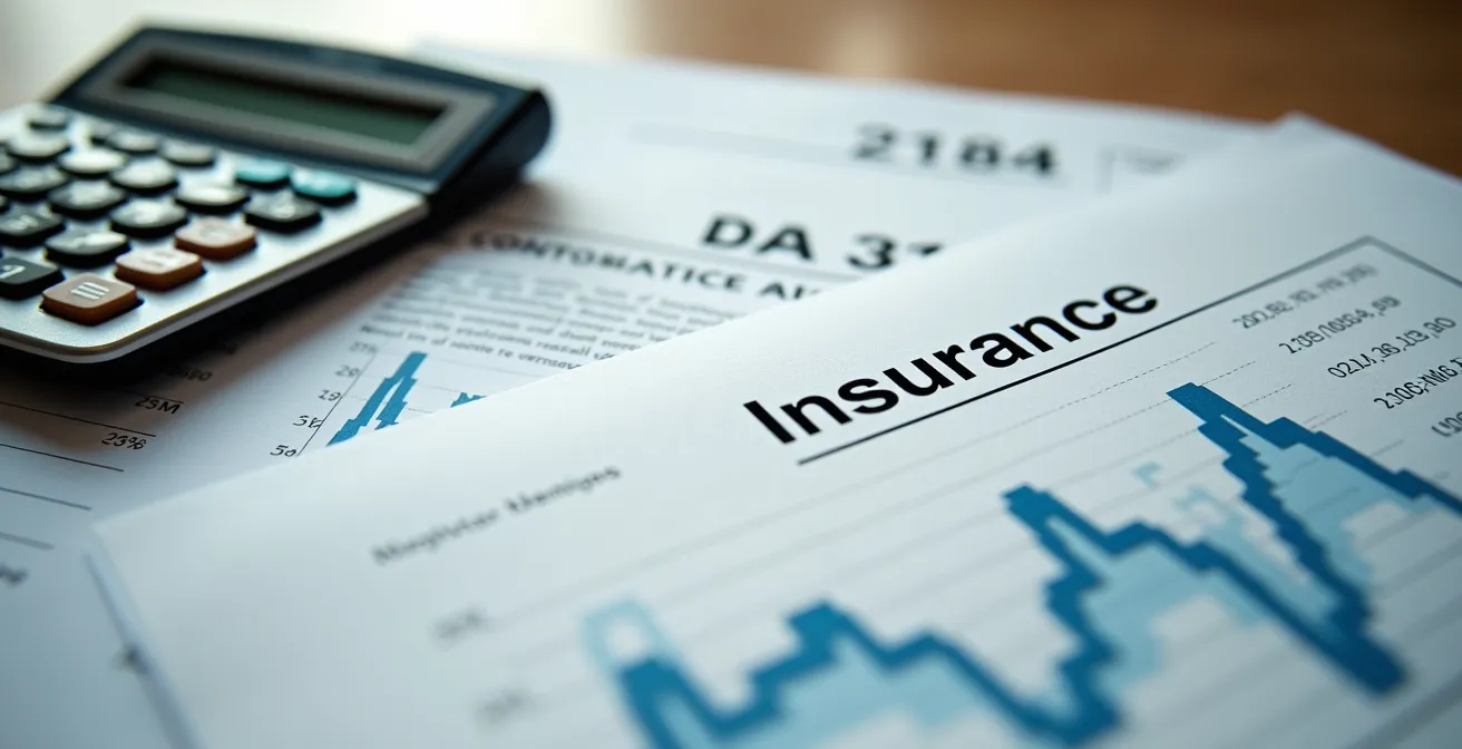 Vue macro de documents d'assurance avec mise en évidence des montants de franchise