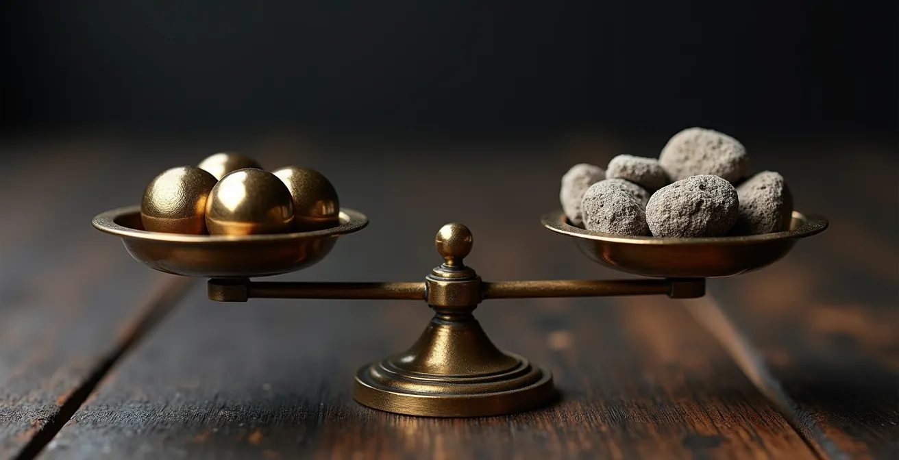 Balance symbolique entre taux fixe et variable avec impact de l'apport