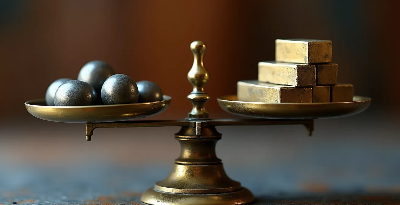 Balance déséquilibrée symbolisant l'impact de la pension sur le budget d'emprunt