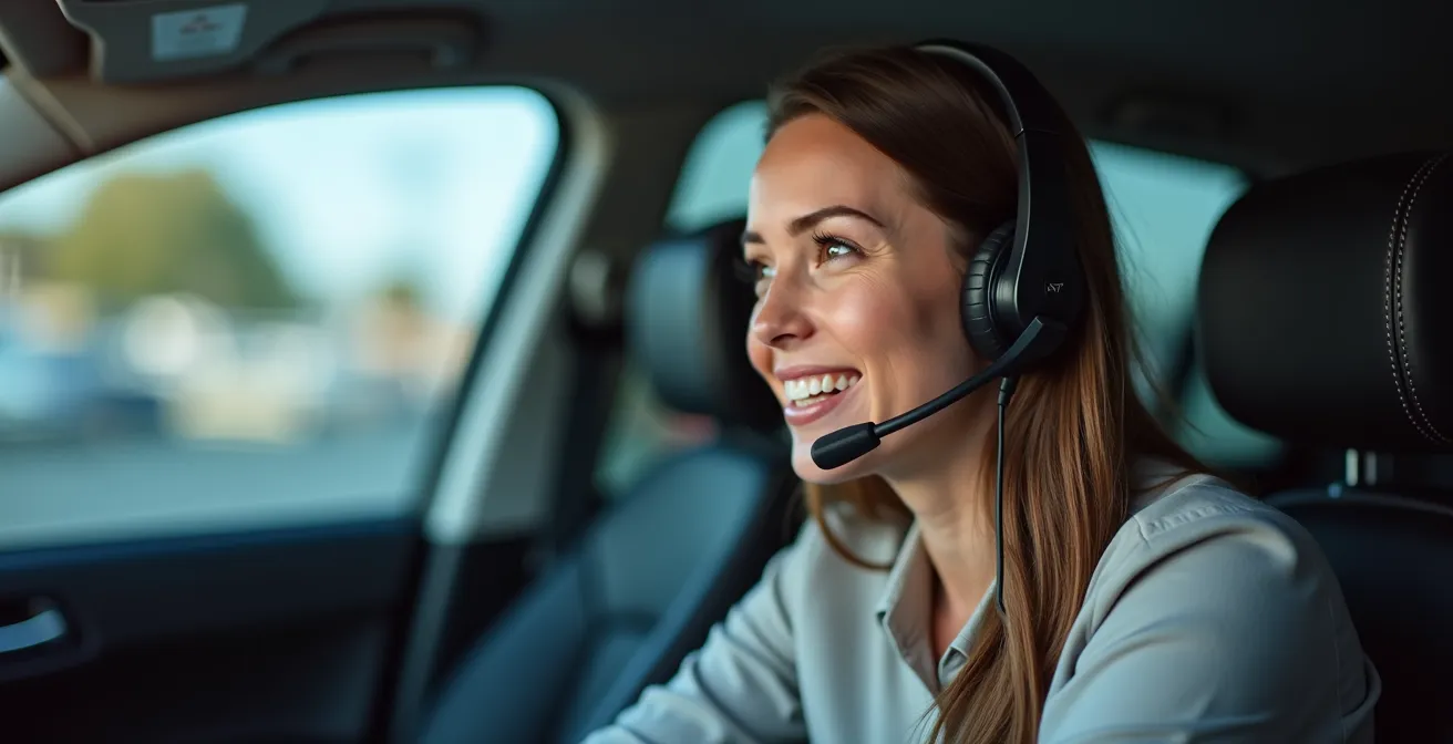 Opérateur d'assistance téléphonique en centre d'appel avec casque audio