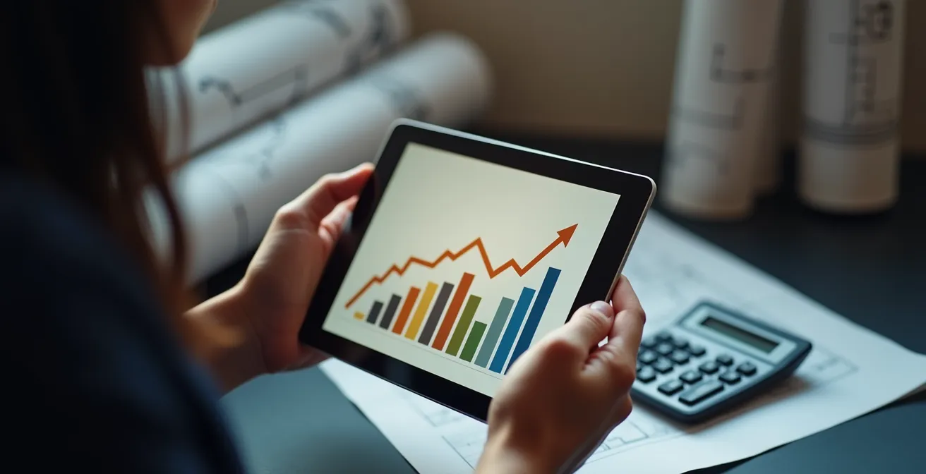 Propriétaire consultant l'évolution de l'indice IRL sur tablette
